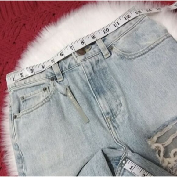 ASOS Distressed Straight Leg Jeans Rigid Denim Light Wash 25 - Picture 7 of 9